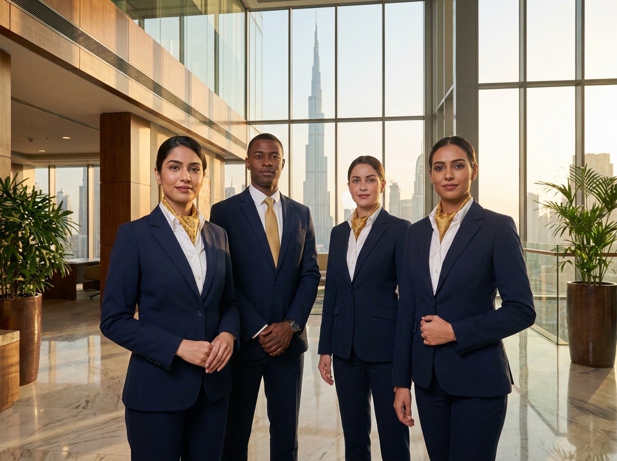 Office team in company shirts